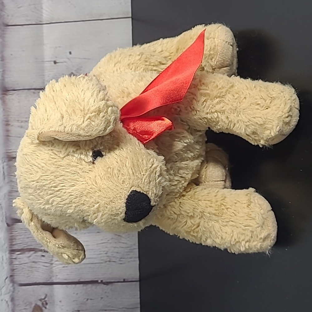 Melissa & Doug Sunny Yellow Lab Puppy Dog Stuffed Animal Plush Toy Red Bow